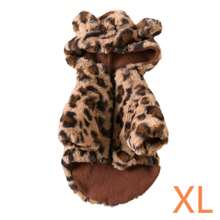 Autumn/Winter Pet Cat Dog Rabbit Fur Hooded Leopard Print Jacket, Thermal Lined Warm Outerwear For British Shorthair, Ragdoll Cats, Small/Medium Pets