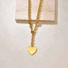 1 件全新条纹心形十字架吊坠粗链不锈钢可调节项链，适合女士，时尚百搭 - 項鍊 - 查看 4