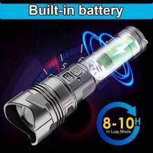 Rechargeable Super Bright LED Flashlight, Compact Handheld Flashlight With Zoom Function, Suitable For Outdoor Camping, Fishing, Hunting, Hiking, Adventure And Emergency, Built-In Battery - Black - View 10
