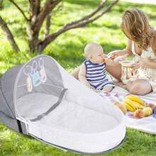 Portable Foldable Travel Baby Crib, Multifunctional Mom Backpack With Mosquito Net, Soft Breathable Baby Travel Bed With Mattress, Newborn Gift