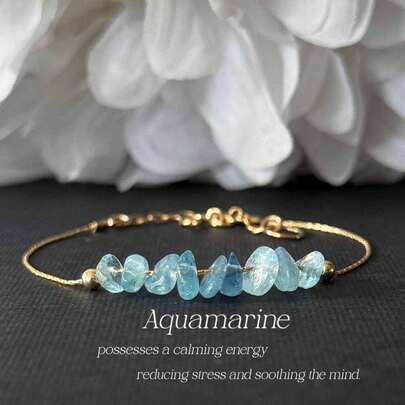 This Bracelet Made Of Natural Blue Sapphire Crystal Contains Soothing Energy That Can Help Relieve Stress. It Is A Fashionable Gift For Women.