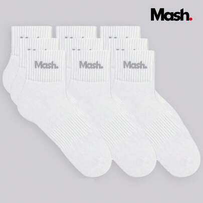 MASH. Kit 9 Pares Meia Mash Cano Médio Curto Masculina Esportiva Algodão Felpa Respirável Punho Canelado