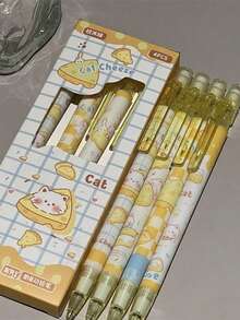 4pcs Cheese Cat Automatic Pencils, High-Quality, Durable Lead, 0.5mm Lead, Back To School Supplies, Student Gifts/Prizes - Multicolor - View 4