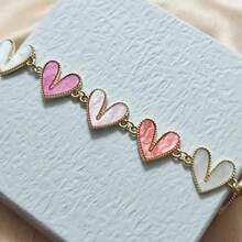 1pc Women's Creative Fashion Mixed Color Heart Shaped Bracelet With Heart Pendant Jewelry Gift