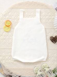 Mono de punto con bordado de pato lindo, versátil para el hogar o salidas, unisex para bebé - Blanco - Ver 7