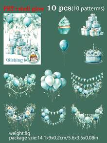 10pcs/Pack PET Transparent Balloon Sticker Pack, Scrapbooking, DIY Craft Material, "Wishing Balloon" Series With 6 Designs To Choose From - Multicolor - View 11