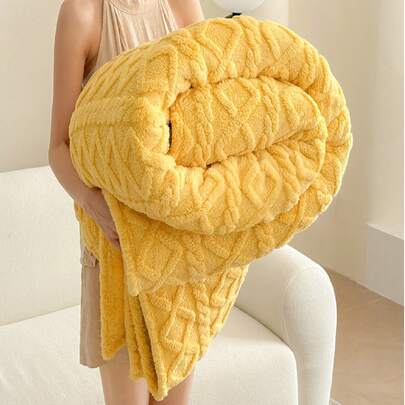 1 件米色波西米亚风格毛毯，塔夫绸提花仿羊羔绒毛毯，柔软轻盈透气保暖两用床罩/披肩，适用于客厅、卧室、宿舍、家具装饰，四季皆宜，小尺寸可用作沙滩巾