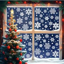 2 hojas de pegatinas de ventana con decoración de copos de nieve navideños, pegatinas decorativas de copos de nieve blancos cálidos para Navidad, suministros para fiestas navideñas, pegatinas de copos de nieve de invierno para ventanas