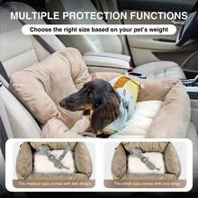HazoWill Pet Car Booster Seat And Travel Bed, Suitable For Small Dogs And Cats, Elevated Seat With Non-Slip Base And Adjustable Straps, Lightweight And Foldable, Multi-Functional Design, Fashionable And Comfortable, Ideal For Road Trips And Home Use - Multicolor - View 5