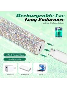 1 pieza Mini lámpara LED UV para uñas, portátil, adecuada para esmalte de uñas y gel, secado rápido, luz UV recargable con pantalla LED, herramienta de manicura - Plateado - Ver 6