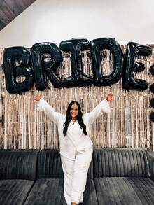 5 件/套 40 英寸巨型 BRIDE 铝箔气球、黑色字母气球、黑色 BRIDE 铝箔气球横幅，适用于订婚、新娘送礼会、单身派对、新娘送礼会礼物、成为新娘派对、婚礼单身派对装饰、婚礼装饰 - 彩色 - 查看 5