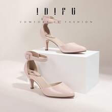 Women's IN3 D'Orsay Pumps Low Kitten Heels For Women Dress Shoes Pointed Closed Toe Wedding Bride Ankle Strap Dressy Silver Black Nude White Gold Heels For Women-2025 - 裸體專利 - 查看 4