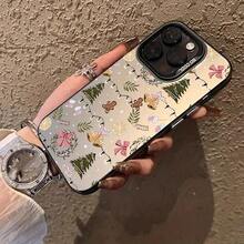 1pc Fashionable & Romantic Christmas Theme Cartoon Pattern Electroplated Acrylic Anti-Drop Phone Case, Compatible With Apple 16/15 Pro Max/15 Plus/15 Pro/15/14 Pro Max/14 Plus/14 Pro/14/13 Pro Max/Pro Max/12 Pro Max/12 Pro/12/11 Pro Max/11, Perfect Christmas, New Year, Easter Gift For Family And Friends, Best Christmas Choice