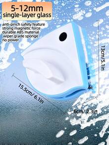 升级版双面磁性窗户清洁器，强力磁铁，适用于 3-8 毫米/5-12 毫米单层玻璃，三角形设计，带刮水器级海绵，无需电源，防夹安全功能，耐用 ABS 材料 - 彩色 - 查看 9