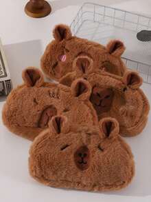 Estojo de lápis de pelúcia de capivara (1 unidade), porta-lápis e estojo de material escolar de grande capacidade, bolsa de armazenamento fofa e macia, nécessaire portátil, volta às aulas, material escolar, estojo para lápis, mochila escolar