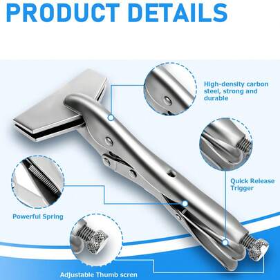 1pc 8-Inch Heavy-Duty Locking Pliers With Flat Jaw - Adjustable, Ergonomic Grip For Metal & Woodworking, Easy-Release Mechanism, Professional Grade Ha