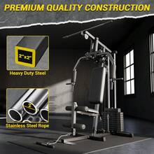 LIZHOUMIL Sistema de máquina de gimnasio doméstico con pila de pesas de 100 libras, máquina de pesas multifuncional, estación de entrenamiento de Body completo, equipo de ejercicio, todo en uno gimnasio doméstico con sistema de poleas para entrenamiento de fuerza - Negro - Ver 1