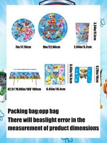 Paw Patrol Cartoon Blue Theme Party Tableware Set (Paper Cups/Plates/Cake Dishes/Dessert Plates) - Party Supplies Disposable Party Decorations For Christmas/Birthday Celebration - Multicolor - View 10