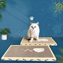 1 件剑麻猫抓板，瓦楞纸板猫抓板玩具，大号老鼠和鱼形带边缘，耐用防刮 - 彩色 - 查看 2