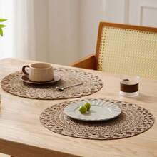 4 Stücke/6 Stücke/8 Stücke handgewebte Stroh Tischsets, geeignet für Hochzeit, Party, Schutz des Esstisches, künstlerisch, Garten, Restaurant, Heimdekoration, Outdoor, Restauranteröffnung, minimalistisch & modisch, Feiertagsfeier, tägliches Geschirr, Vase Pad, hitzebeständig, verbrühsicher, schmutzabweisend, Party Dekoration, Tischanordnung Zuhause, Bohemien Stil, Frühling/Sommer/Herbst/Winter, Küchen Geschirr, Geburtstags Party, Hochzeit, Feiertagsgeschenk, Untersetzer