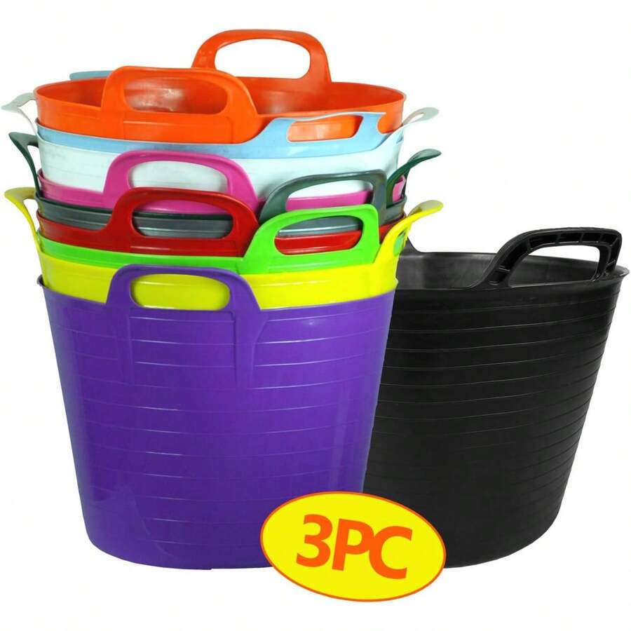 40L 40 Litre Large Robust Flexi Tubs  - Mixed Assorted Colours Randomly Picked - Multi Purpose Flexible Rubber Storage Container Buckets - 3 - 查看 1