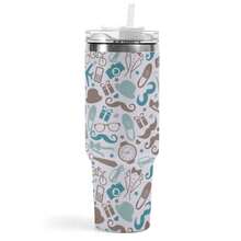 1pc 40 Oz Stainless Steel Tumbler With Handle, Large Capacity Insulated Cup With Straw, Easy To Carry, Great Birthday Gifts, Summer Gifts, Suitable For Driving, Car Travel, Beach Trips & Outdoor Activities, Reusable Bottle - 灰色 - 查看 4