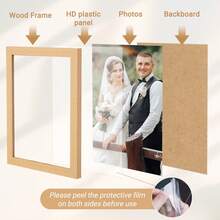 1 件木制相框，适用于照片墙，10X15 15X20 20X25 A4 木质彩色相框，用于照片装饰，纪念礼物，4*6、5*7、6*8、8*10 英寸 - 木質色 - 查看 3
