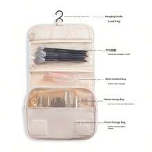 Bolsa de cosméticos portátil - Gran capacidad, ligera, bolsa de almacenamiento de artículos de tocador plegable, equipada con ganchos y cremalleras de lona, es un regalo ideal para el Día de San Valentín, el Día de la Mujer, Navidad, Halloween