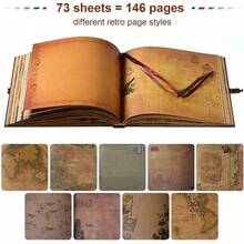 Scrapbook Photo Album Retro Style Embossed Letter Cover Travel Diary Journal Scrap Book Kit Couples, Book Anniversary Wedding - Quả bóng sách phiêu lưu - Xem 3