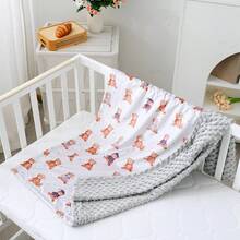 1 Stück Baby Decke für Jungen und Mädchen, weiche Plüsch Minky Decke mit doppelter Lage gepunktetem Rücken für Kleinkinder, mehrfarbig Muster 30 x 40 Zoll (75 x 100 cm)