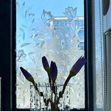 1 Roll Decorative Colored Glass Window Film, Privacy Window Cling, Sun Blocking Window Sticker, Static Cling Frosted Window Decal, Rainbow Tulip Design For Home Use