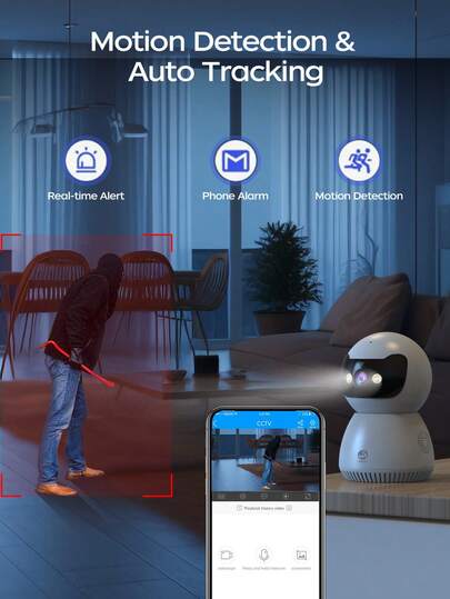 5MP Pan/Tilt Security Camera Indoor, 5G/2.4G WiFi Baby/Pet/Nanny, Cloud SD Card Storage, Type Secure Power Delivery Mode, Night Vision, Floodlight, Way Audio, Siren Alarm, AI Motion Detection view 10