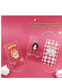 1pc Customized Acrylic Phone Stand, Personalized With Picture, Text, Cartoon, Anime, Transparent Desktop Slouchy Bracket, Best Gift For Friends