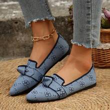 Zapatos de mujer de punta plana de un solo pie estribo cómodo Casual zapatos de mujer de tacón plano - Azul - Ver 1