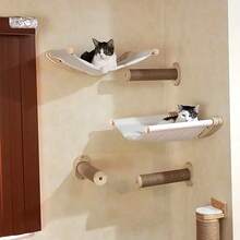 2pcs Wooden Cat Hammocks And Perches, Stable Cat Wall Shelf For Playing, Climbing And Perching - 2 chiếc võng cho mèo - Xem 5