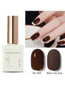 1pc Deep Brown Gel Nail Polish 15ML Soak Off Glitter Gel Polish For All Seasons - Home Salon Nail Art DIY - 摩卡棕 - 查看 6