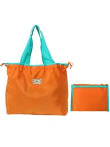 Large Capacity Reusable Drawstring Gym Bag Handbag, Portable Foldable Machine Washable Shopping Bag, Solid Color Lightweight Women's Tote Shoulder Bags Grocery Bag , Office , Green - Dark Green - View 17