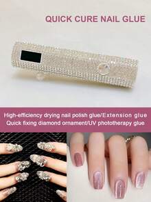 Rechargeable Nail Lamp, Embedded With Sparkling Rhinestones, Portable Handheld UV-LED Light, With Display Screen, 20s And 60s Timer, Suitable For Nail Salon And Home Use. - White Diamond - View 5