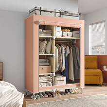 Portable Metal Hanging Clothes Closet With 5 Shelves, Pink, Strong And Sturdy, 41. 34x17. 72x66. 93 Inches