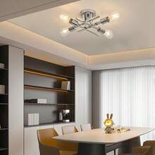 4-Head Iron Branch Ceiling Light, Minimalist Modern Design For Bedroom, Hallway, Corridor, Dining Room, Living Room - Multicolor - View 8