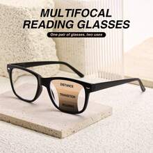 2 件多焦点阅读眼镜，双焦点镜片，时尚豹纹和经典黑色复古色彩，舒适的弹簧铰链镜架，男女通用渐进放大镜 - 黑+粉豹紋 - 查看 8