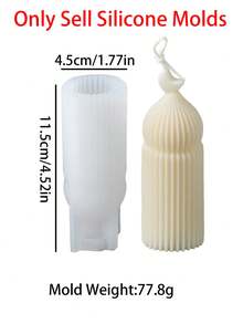 1pc Striped Castle Candle Silicone Mold, Bohemian Style, Suitable For Home Decor, Room Decor, Wedding Decor, Tabletop Decor, Handmade Candle & Soap Mold, Epoxy Resin Plaster Mold, Gift For Women, Birthday Gift, Gift For Best Friend, DIY Gift - White - View 9