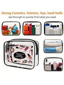 Túi đựng đồ du lịch PVC chất lượng cao, dung tích lớn, có khóa kéo - Túi đựng mỹ phẩm/đồ dùng cá nhân nhẹ, chống phai màu, phù hợp cho phụ nữ/bé gái, hộp trang điểm xách tay được TSA chấp thuận, dễ lau chùi, giải pháp lưu trữ công nghệ tiên tiến | Thiết kế hiện đại | Chất liệu chống phai màu - Nhiều màu - Xem 7