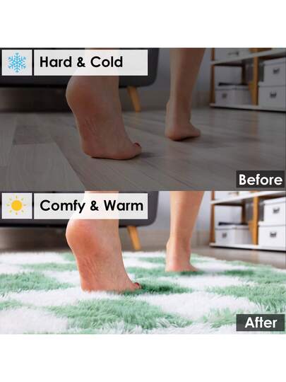 1pc Checkerboard Plush Vloerkleed Area Accent Living Room Bedroom Shag Tapijt Zachte Fluffy Home Skin Friendly Machine WashableEasy To Clean view 6