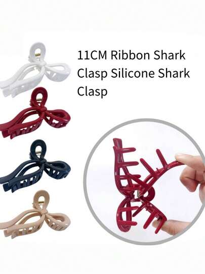 1pc/4pcs Geometric Pattern Casual Soft Silicone Shark Claw Butterfly Clips, Large Soft Shock-Proof 2026 New Hair Clips Accessories