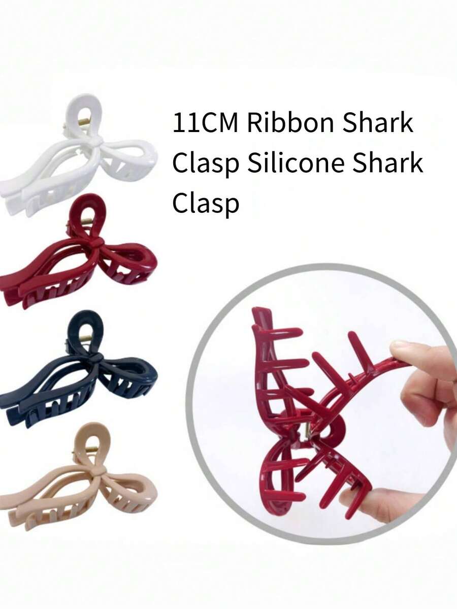 1pc/4pcs Geometric Pattern Casual Soft Silicone Shark Claw Butterfly Clips, Large Soft Shock-Proof 2026 New Hair Clips Accessories - Multicolor - View 1