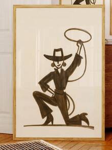 1pc Unframed, Minimalist Cowgirl Wall Art Brown Western Woman Poster Trio Modern Line Art Rodeo Print - Multicolor - View 6