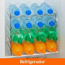 Lifewit Organizador de Botellas Apilable para Armario, Frigorífico, Despensa - Portabotellas de Plástico para Almacenar en Encimera, Armario, Oficina - Pack de 4, Cada Bandeja Admite 4 Recipientes NUTY - 16 botellas - Ver 6