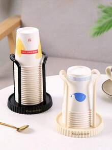 1 个多功能桌面纸杯架，可放置咖啡和奶茶杯 - 黑色 - 查看 7