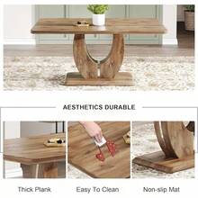 JUFU - Mesa de comedor moderna de 63 pulgadas para 6, mesa de cocina rectangular con patrón de madera oscura e para comedor, cocina - Grano de madera oscuro-63 - Ver 10